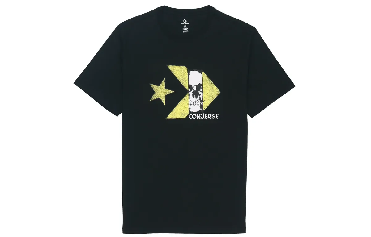 Converse T-Shirts Men's Black Crew Neck Moderate Straight Fit