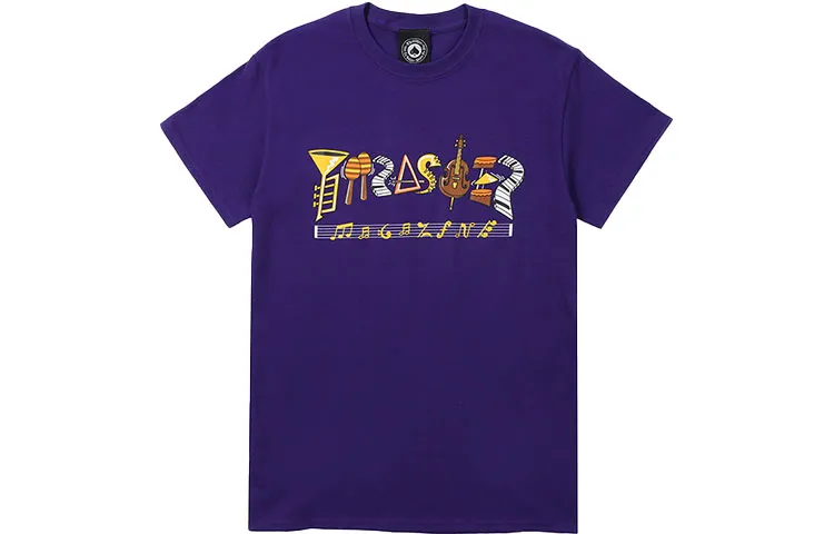 Thrasher T Shirts Unisex Purple Crew Neck Moderate Straight Fit