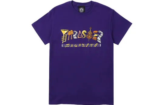 Thrasher T Shirts Unisex Purple Crew Neck Moderate Straight Fit
