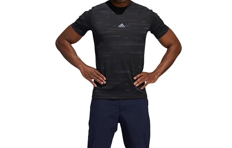 Adidas T-Shirts Men's Black Crew Neck Moderate Straight Fit