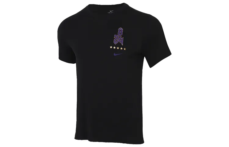 Nike T-Shirts Men's Black Crew Neck Moderate Straight Fit