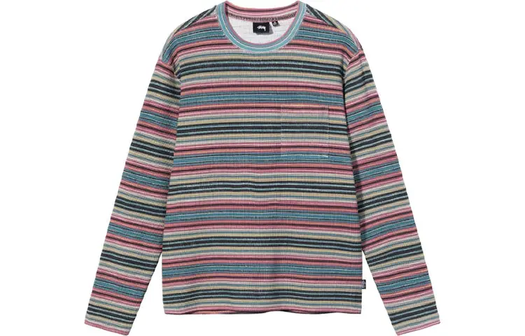 Stussy Printed Multi Stripe Long Sleeve Crew