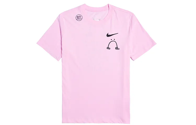 Nike T-Shirts Men's Pink Crew Neck Moderate Straight Fit