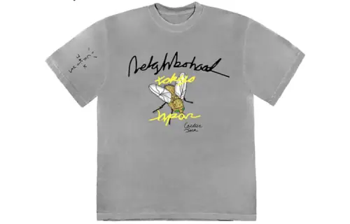 Travis Scott T Shirts Unisex Gray Crew Neck Moderate Heavyweight