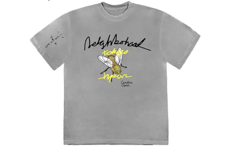 Travis Scott T Shirts Unisex Gray Crew Neck Moderate Heavyweight