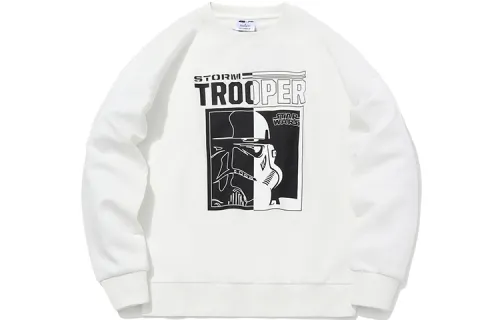 Li Ning Sweatshirts Men's White Crew Neck Thickened Regular