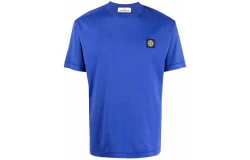 STONE ISLAND T Shirts Men's Blue Crew Neck Moderate Straight Fit