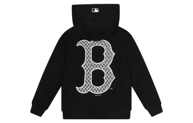MLB Monogram Sweatshirts Unisex Black Hooded (Non-detachable) Moderate Straight Fit