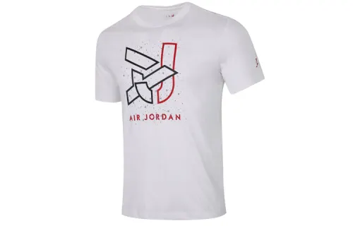 Jordan T Shirts Men's White Crew Neck Moderate Straight Fit