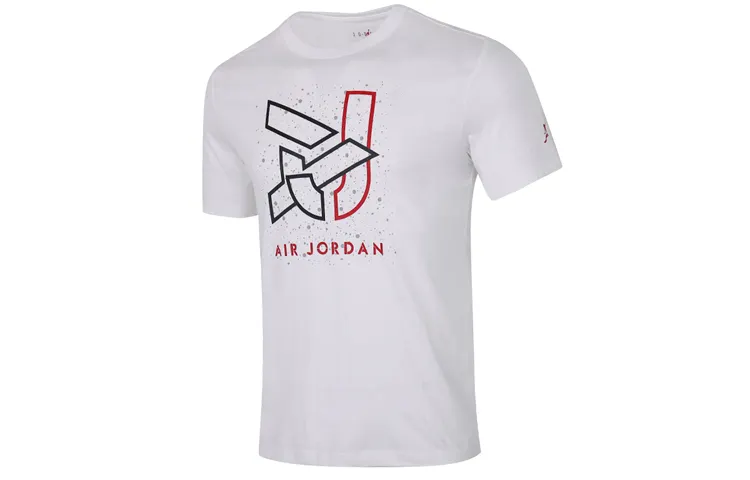 Jordan T Shirts Men's White Crew Neck Moderate Straight Fit