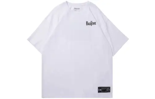 Li Ning BADFIVE T Shirts Men's White Crew Neck Moderate Straight Fit