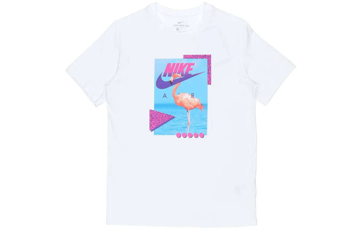 Nike T-Shirts Men's White Crew Neck Moderate Straight Fit