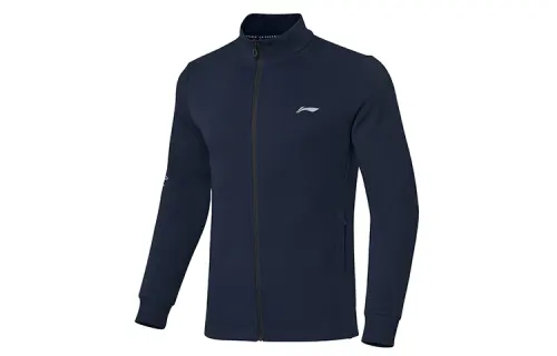 Li Ning Sweatshirts Men's Blue Stand Collar Moderate Cardigan