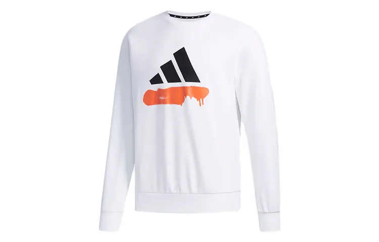 Adidas Sweatshirts Men's White Crew Neck Moderate Regular