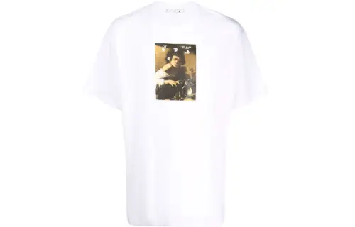 OFF WHITE Dinosaur Series T Shirts Men's White Crew Neck Moderate Straight Fit