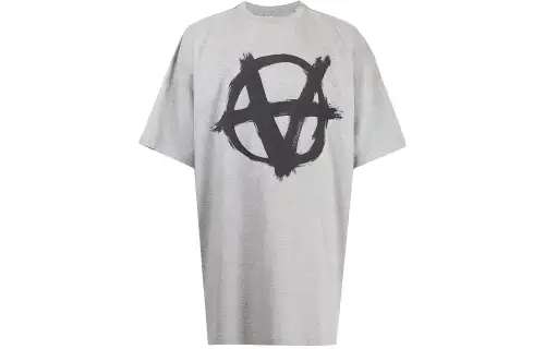Vetements T Shirts Men's Gray Crew Neck Moderate Straight Fit