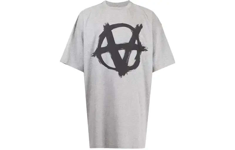 Vetements T Shirts Men's Gray Crew Neck Moderate Straight Fit