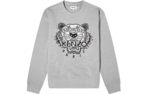 KENZO Sweatshirts Men's Gray Crew Neck Moderate Heavyweight