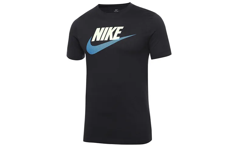 Nike T-Shirts Men's Black Crew Neck Moderate Straight Fit