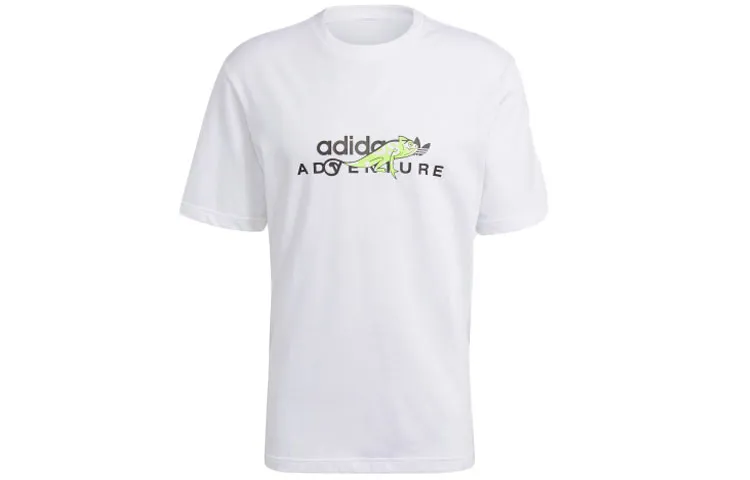 Adidas Originals T-Shirts Men's White Crew Neck Moderate Straight Fit
