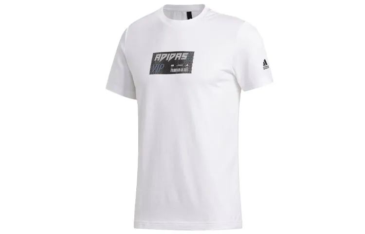 Adidas T-Shirts Men's White Crew Neck Moderate Straight Fit