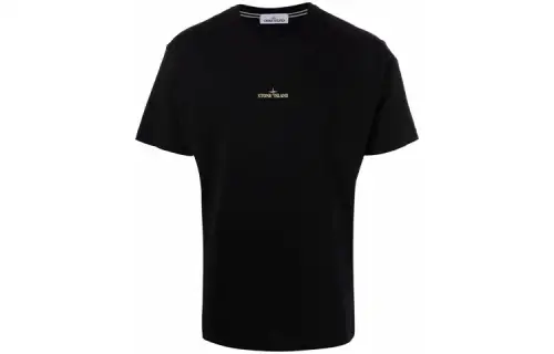 STONE ISLAND T Shirts Men's Black Crew Neck Moderate Straight Fit