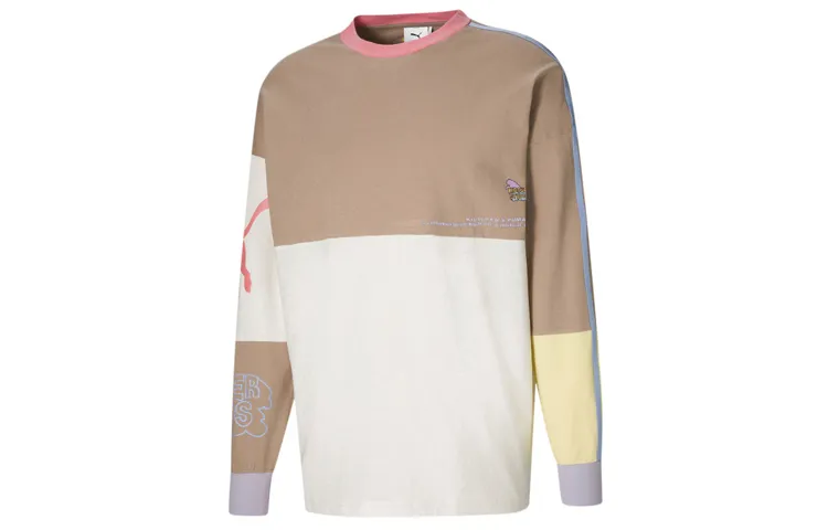 PUMA T-Shirts Men's Ecru Crew Neck Moderate