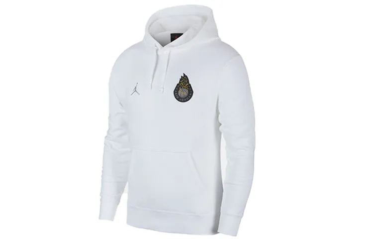 Jordan Sweatshirts Men's White Hooded Moderate Straight Fit