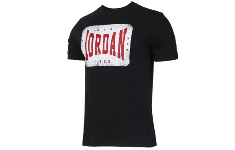 Jordan T-Shirts Men's Black Crew Neck Moderate Straight Fit