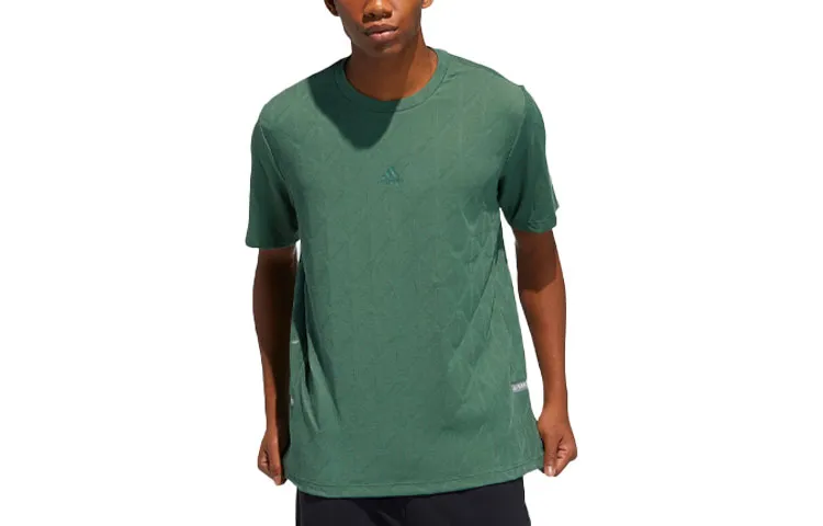 Adidas T-Shirts Men's Green Crew Neck Moderate Straight Fit