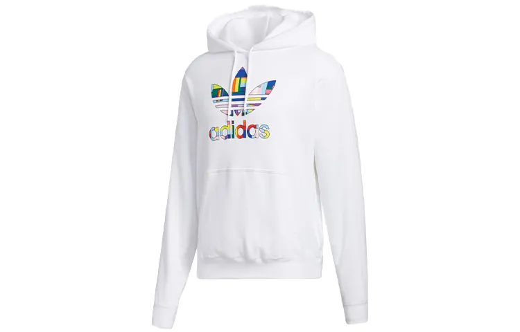Adidas Originals Trefoil Sweatshirts Men's White Hooded Moderate Regular