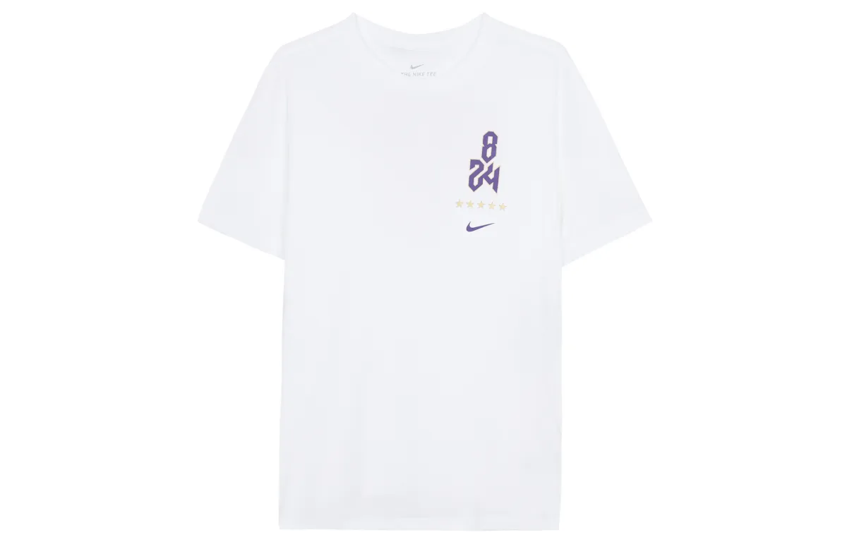 Nike T-Shirts Men's White Crew Neck Moderate Straight Fit