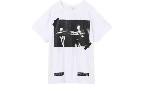 OFF WHITE T Shirts Unisex White Crew Neck Moderate Straight Fit