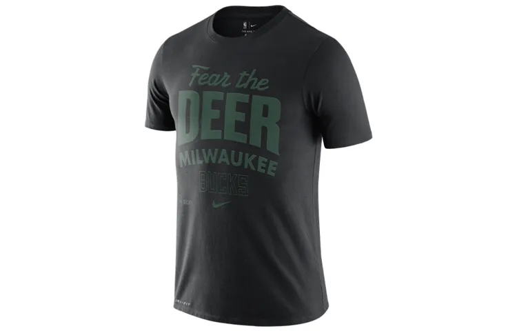 Nike T-Shirts Men's Black Crew Neck Moderate Straight Fit