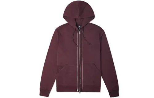 Converse Sweatshirts Unisex Red Chestnut Hooded Moderate Cardigan