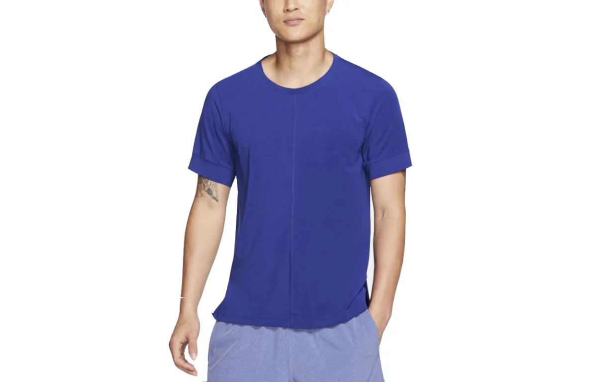 Nike T-Shirts Men's Blue Crew Neck Moderate Straight Fit