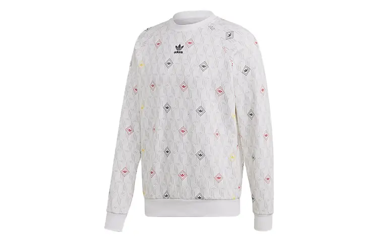 Adidas Originals Sweatshirts Men's White Crew Neck Moderate Regular