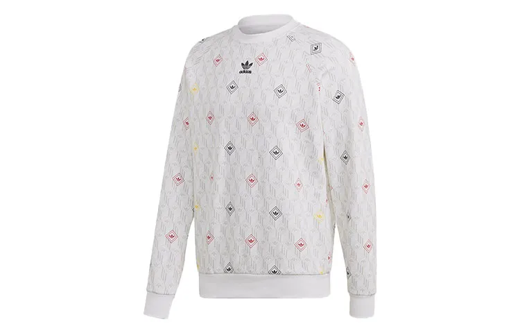 Adidas Originals Sweatshirts Men's White Crew Neck Moderate Straight Fit