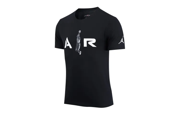 Jordan Flying Man Dunk T-Shirts Men's Black Crew Neck Moderate Straight Fit