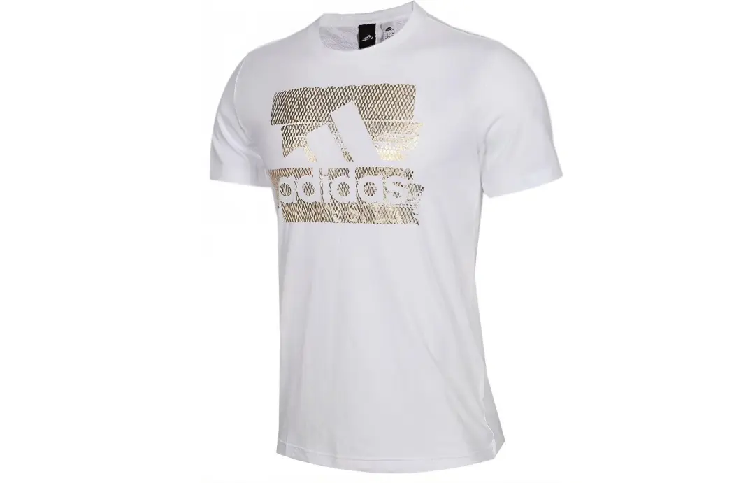 Adidas T Shirts Men's White Crew Neck Moderate Straight Fit