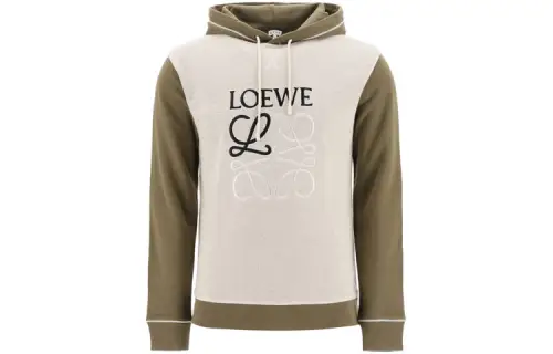 LOEWE Sweatshirts Men's Khaki Hooded Moderate Regular