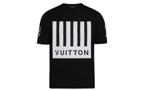 LOUIS VUITTON New Quarterly Products Of LV T Shirts Men's Black Crew Neck Straight Fit