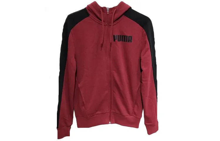 PUMA Sweatshirts Men's Maroon Hooded Moderate Straight Fit