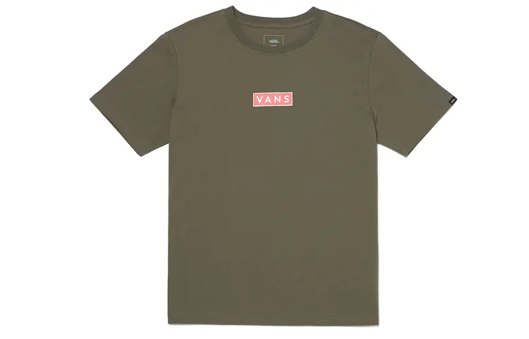 Vans T Shirts Men's Olive Green Crew Neck Moderate Straight Fit