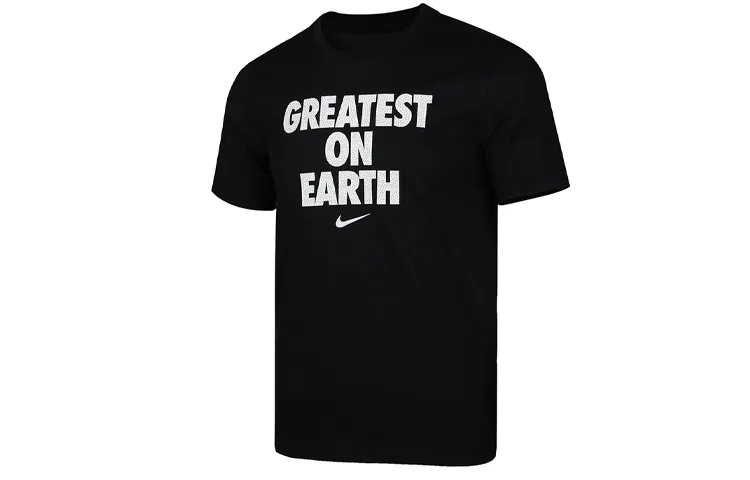 Nike T-Shirts Men's Black Crew Neck Moderate Straight Fit