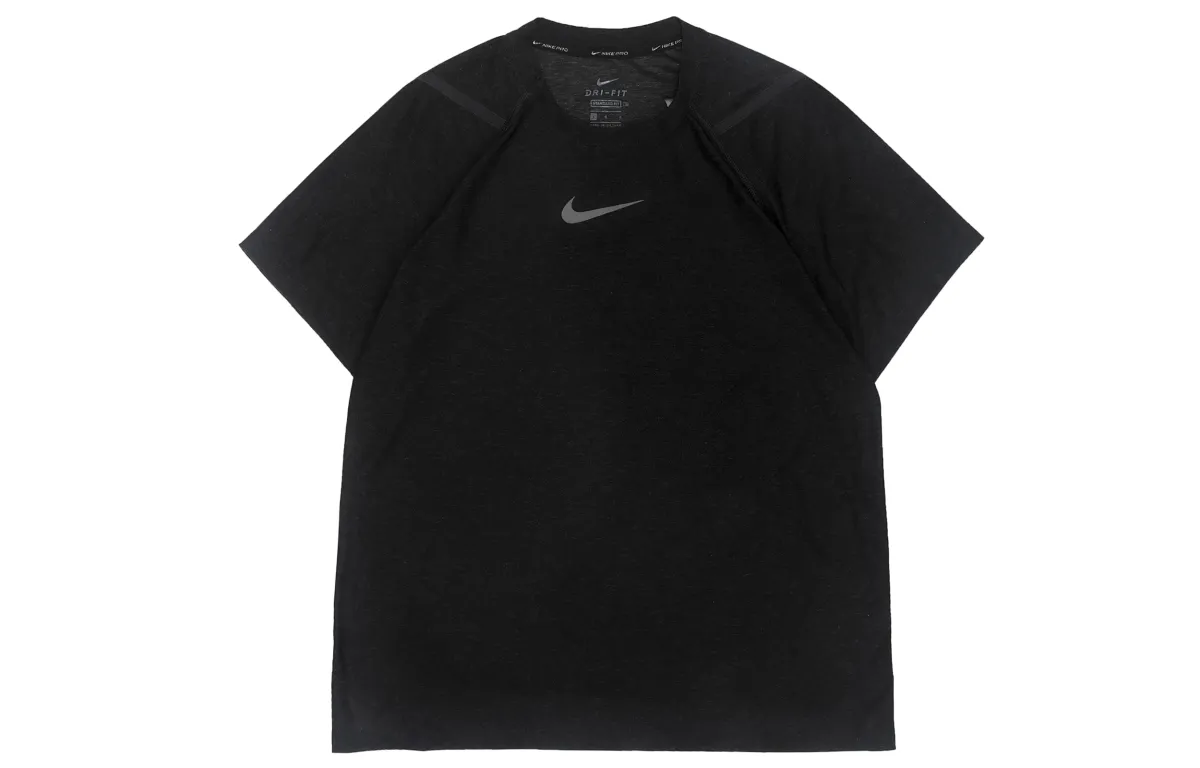 Nike T-Shirts Men's Black Crew Neck Moderate Straight Fit