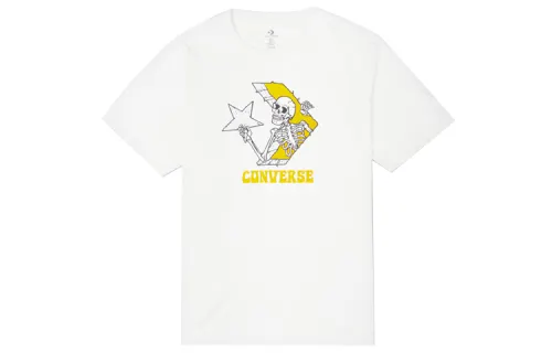 Converse T Shirts Men's White Crew Neck Moderate Straight Fit