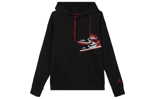 Jordan Jumpman Sweatshirts Men's Black Hooded Thickened Regular