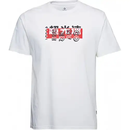 Converse T Shirts Men's White Crew Neck Moderate Straight Fit