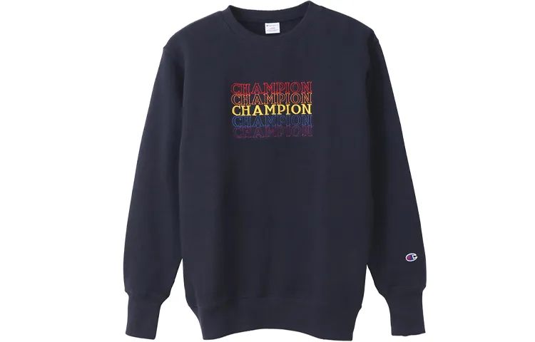 Champion Sports Fleece Lined Sweatshirt Japan Version Men's Dark Blue